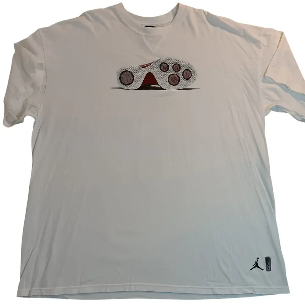 Nike Air Jordan Sneaker Tech Tee Mens XXL White Jumpman Logo Basketball Shoe Y2K